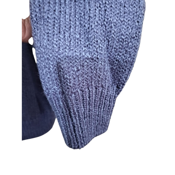 3448) Karen Scott Purple Heather Cable Knit Mock Neck Pearl Button Sweater Sz M - Picture 4 of 7
